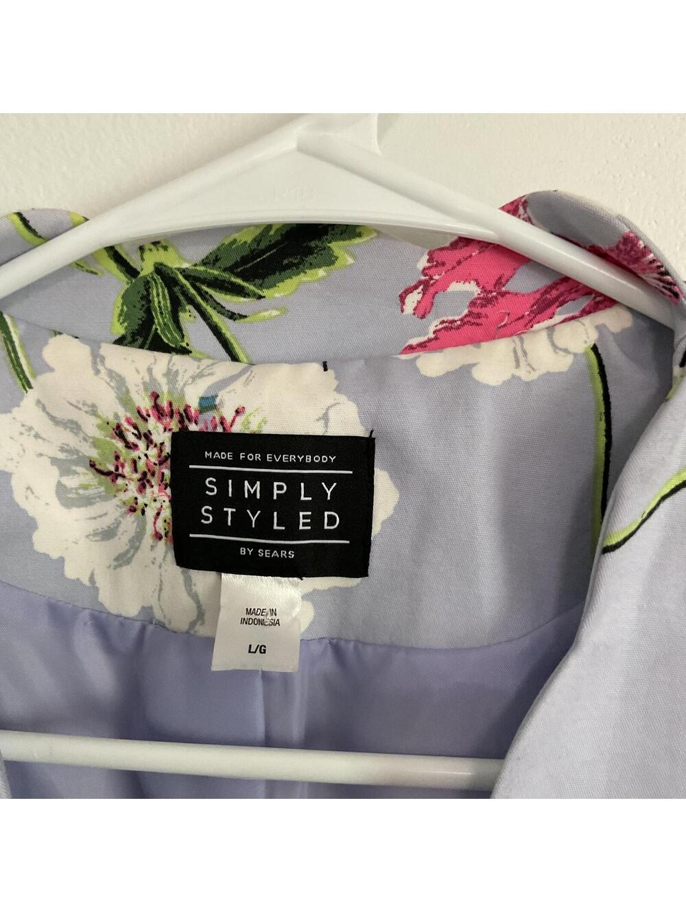 Simply Styled Lavender Floral Scalloped Open Front Blazer jacket lilac  L - Picture 3 of 8